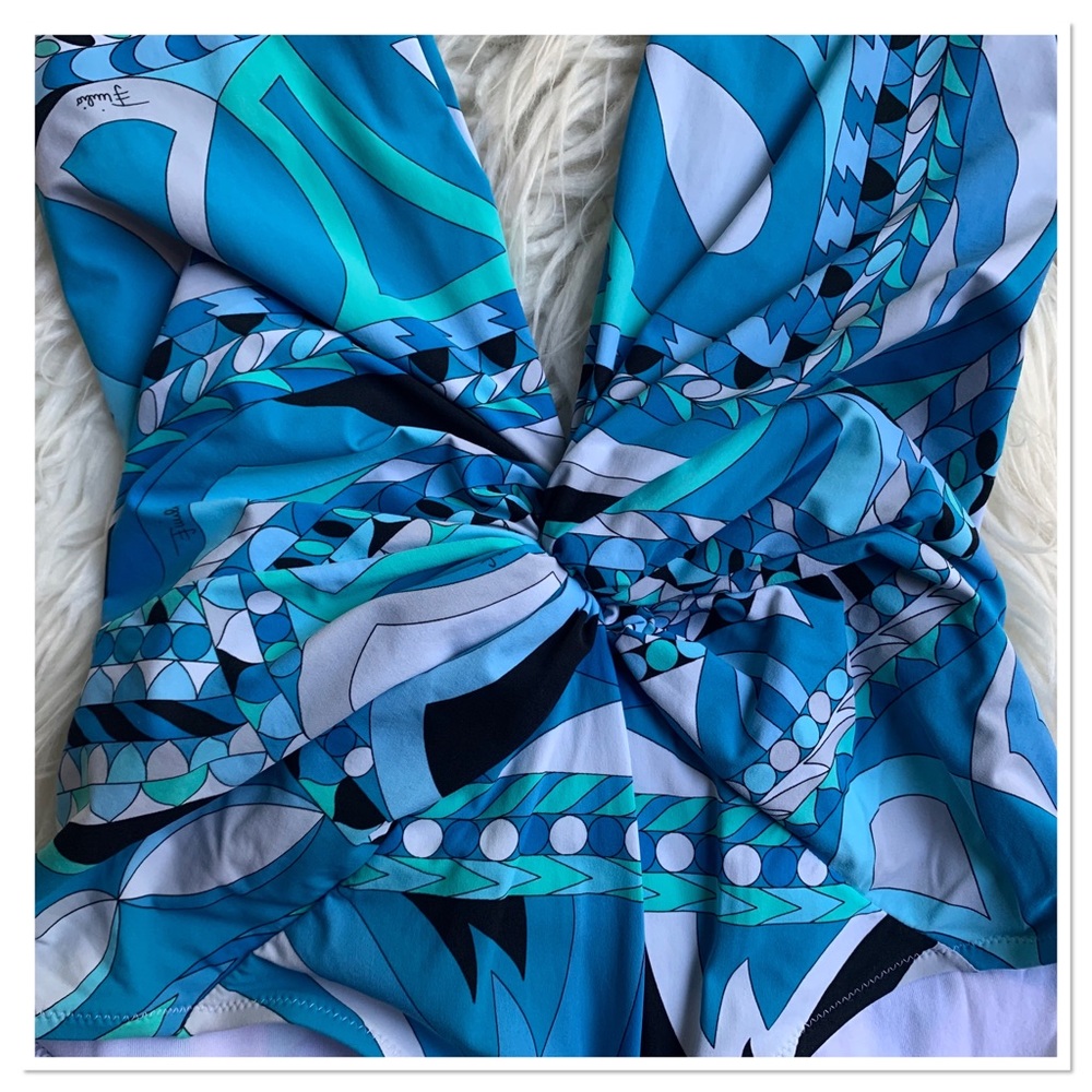 Emilio Pucci Blue Patterned One Piece Swimsuit - Picture 2 of 9